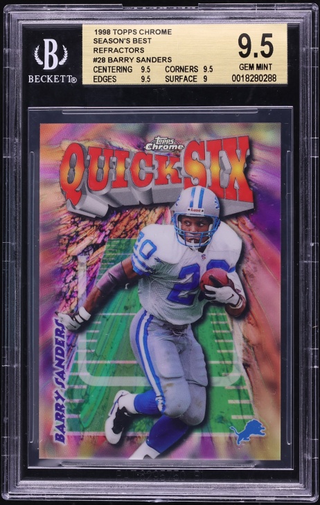 1998 Topps Chrome Season's Best Refractor Barry Sanders #28 BGS 9.5 GEM MINT - Photo 1