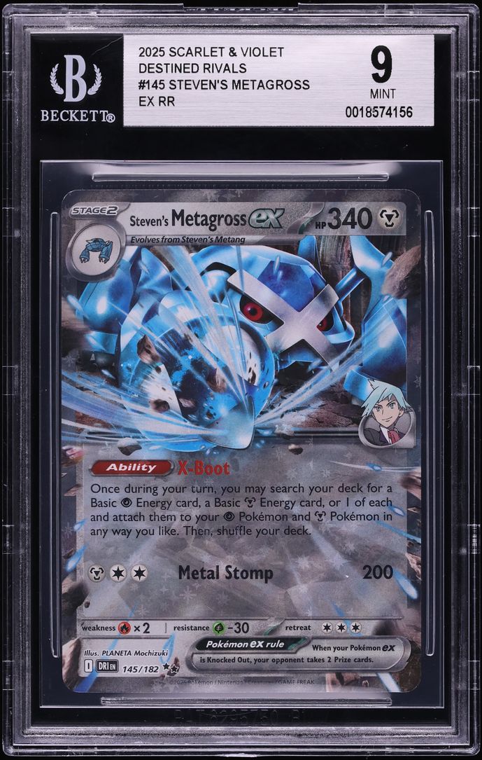 2025 Pokemon Scarlet & Violet Destined Rivals Steven's Metagross Ex #145 BGS 9 MINT