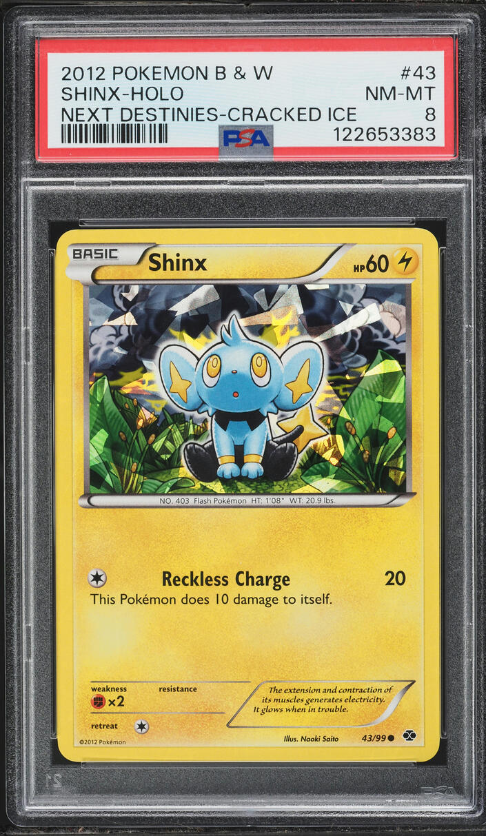 2012 Pokemon Black & White Next Destinies Cracked Ice Holo Shinx #43 PSA 8 NM-MT
