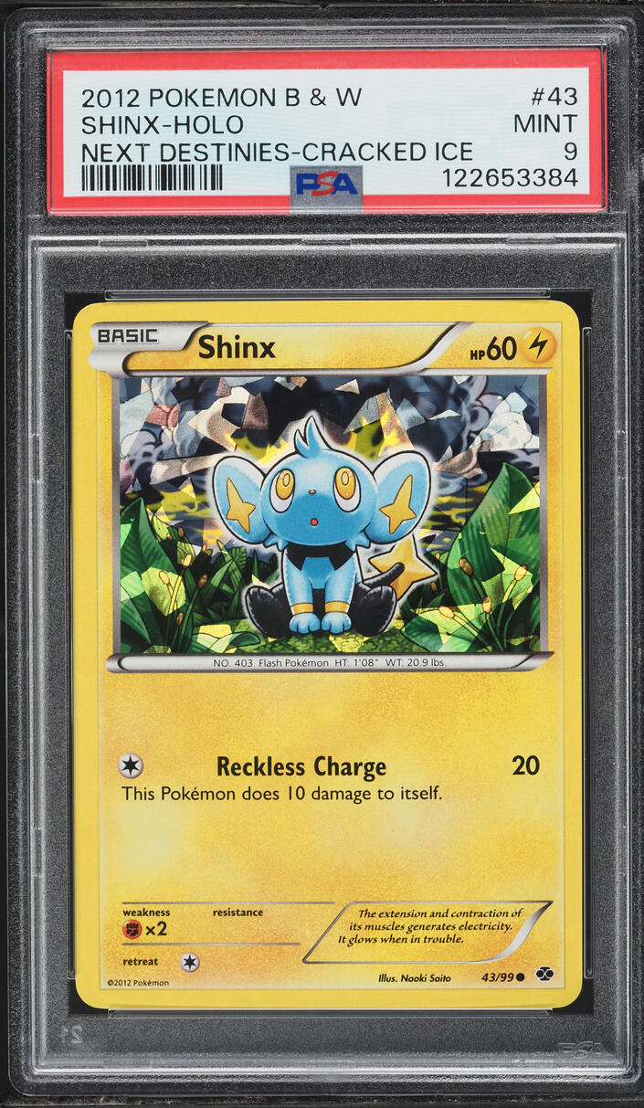 2012 Pokemon Black & White Next Destinies Cracked Ice Holo Shinx #43 PSA 9 MINT