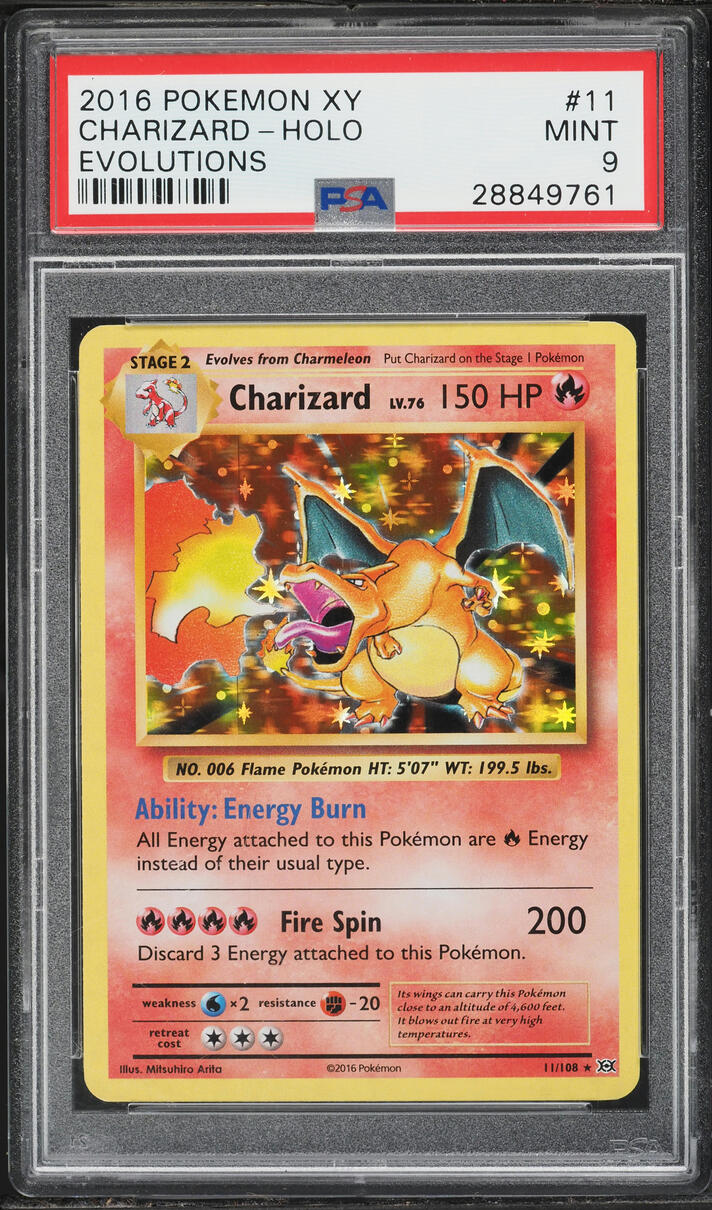 2016 Pokemon XY Evolutions Holo Charizard #11 PSA 9 MINT