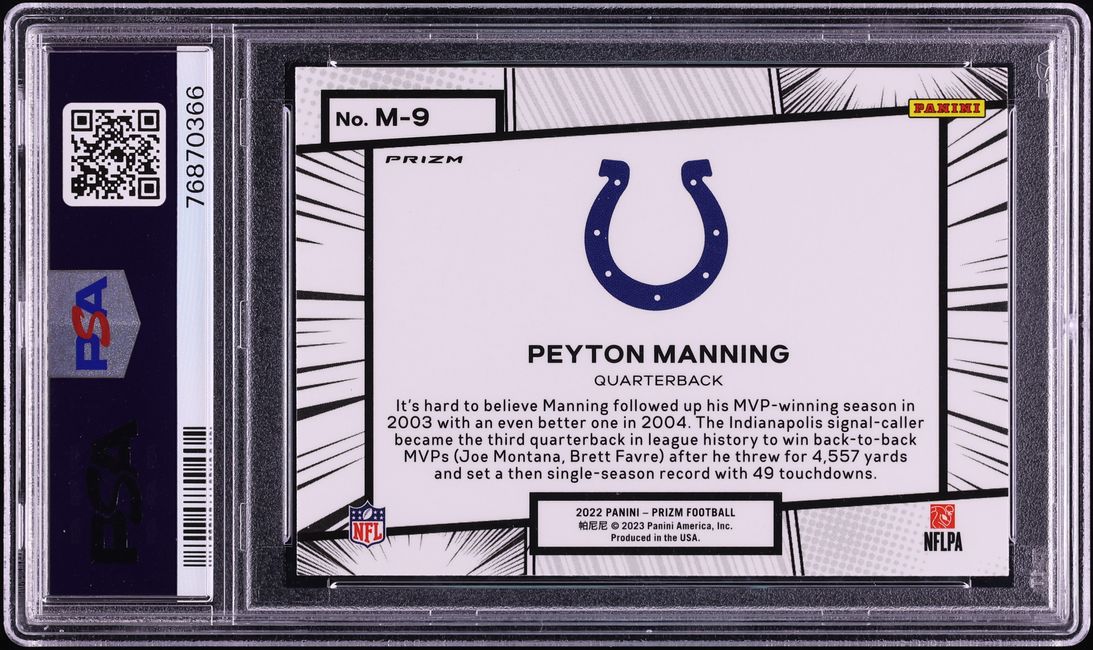 2022 Panini Prizm Manga Peyton Manning #M9 PSA 10 GEM MINT - Photo 2