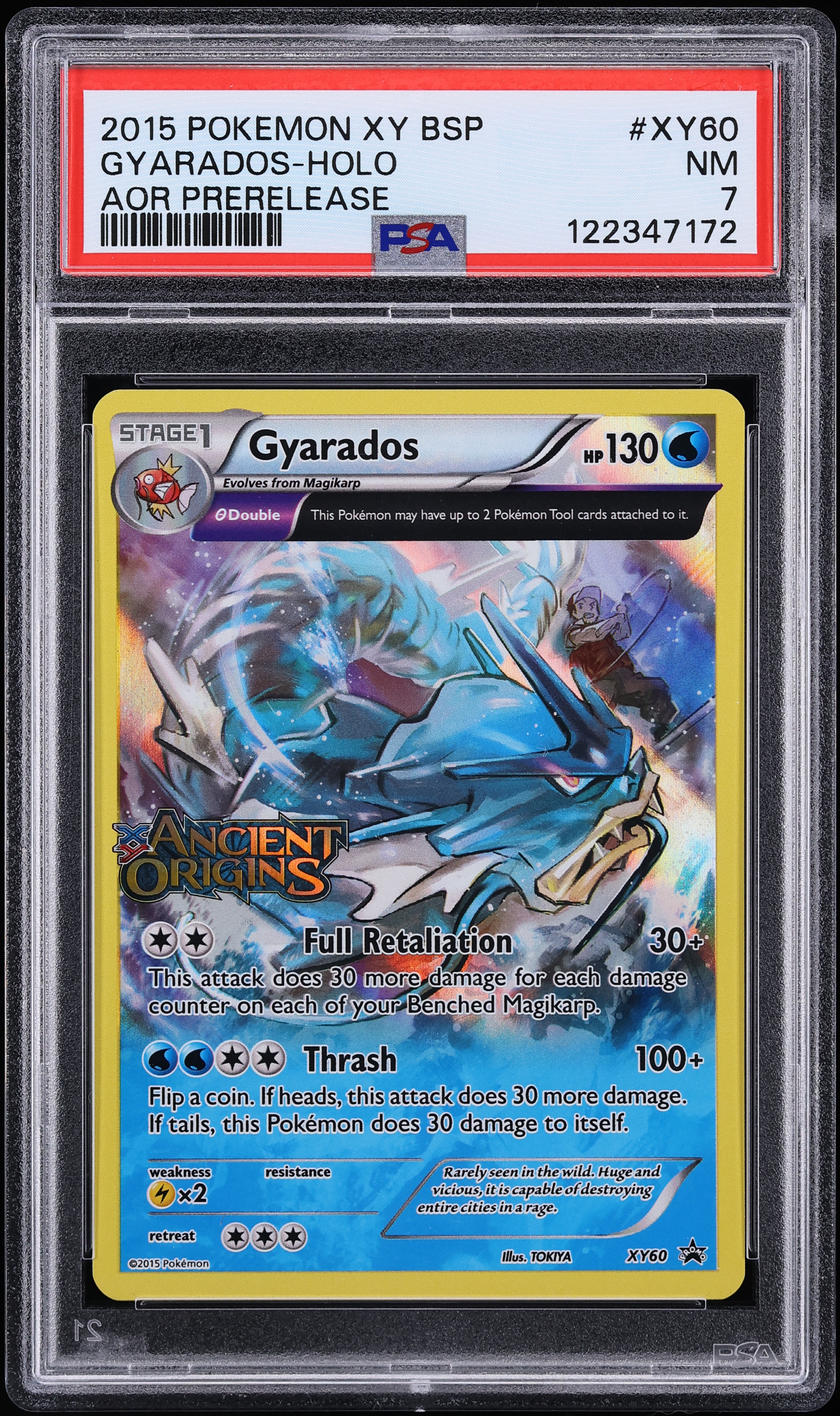 2015 Pokemon XY Promo Ancient Origins Prerelease Holo Gyarados #XY60 PSA 7 NRMT