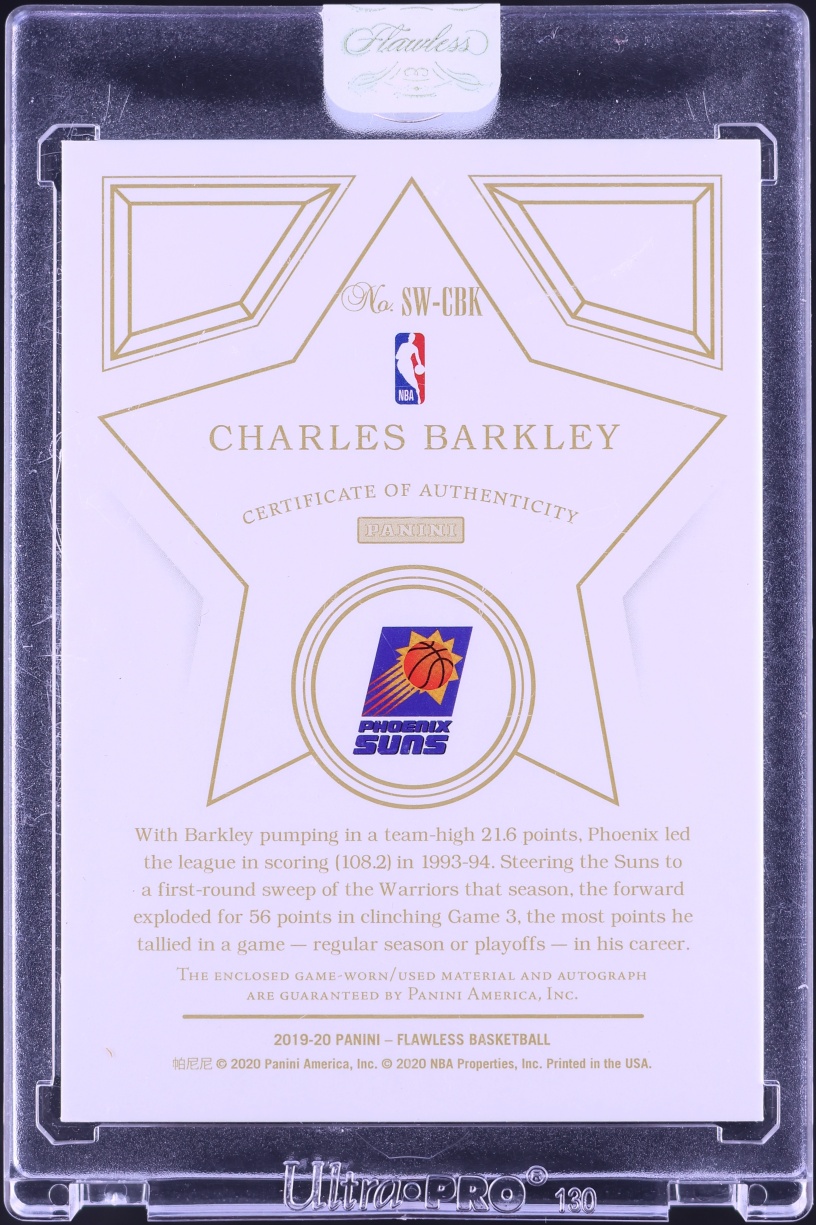 2019 Panini Flawless Star Swatch Signatures Ruby Charles Barkley PATCH AUTO 1/15 #SW-CBK