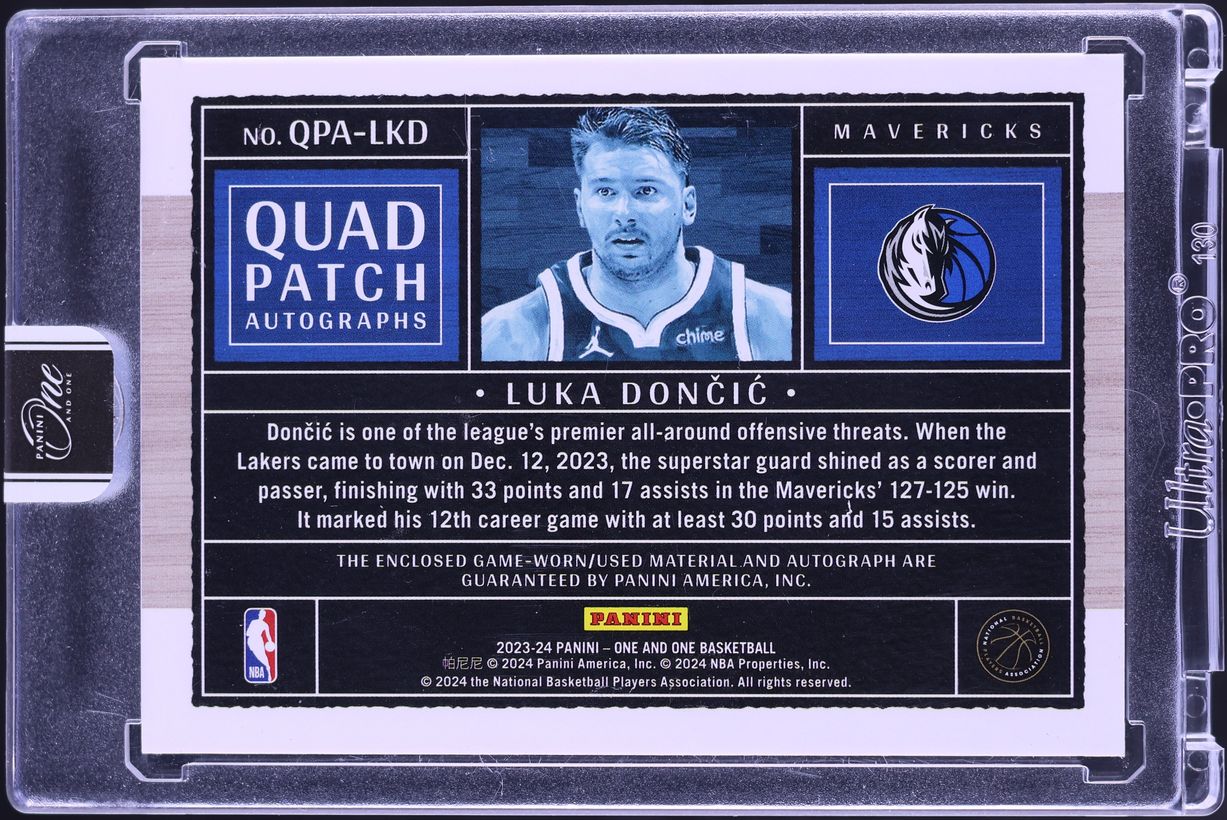 2023 Panini One And One Quad Green Luka Doncic PATCH AUTO /5 #QPA-LKD