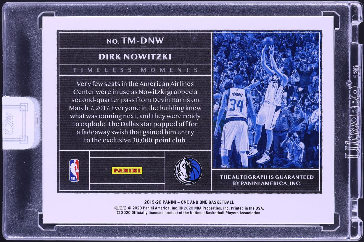 2019 Panini One And One Timeless Moments Red Dirk Nowitzki AUTO /25 #TM-DNW