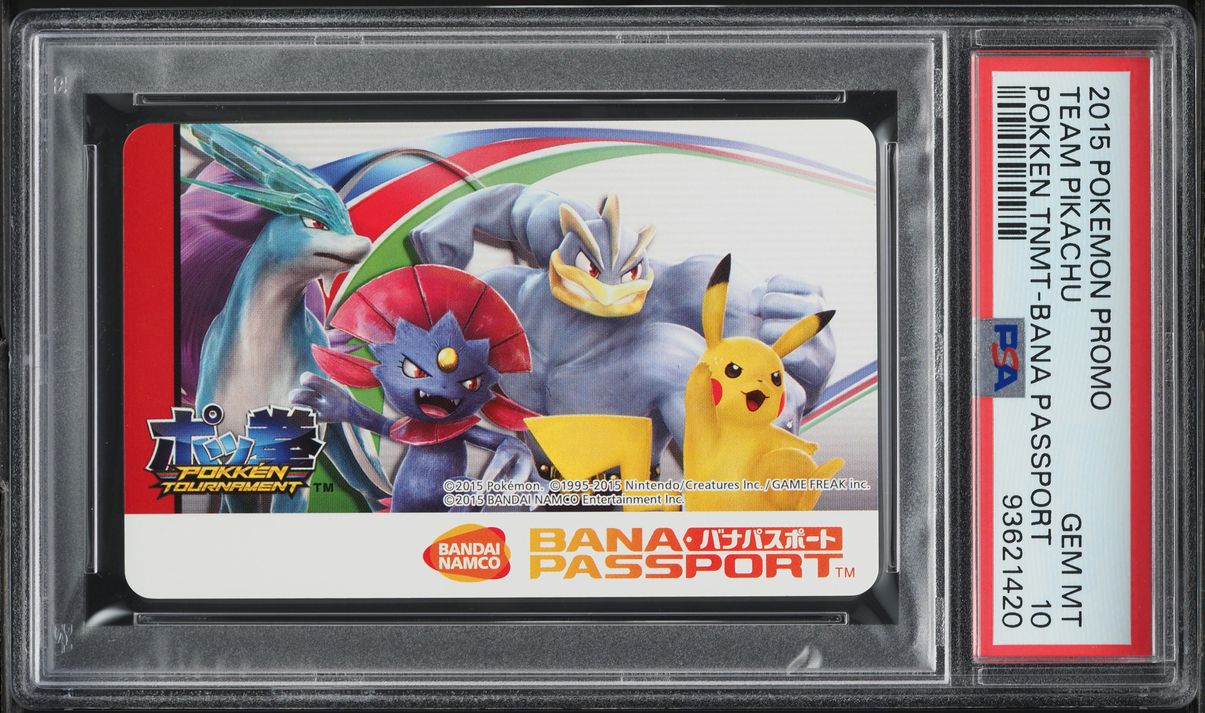 2015 Pokemon Japanese Promo Pokken Tournament Bana Passport Team Pikachu PSA 10