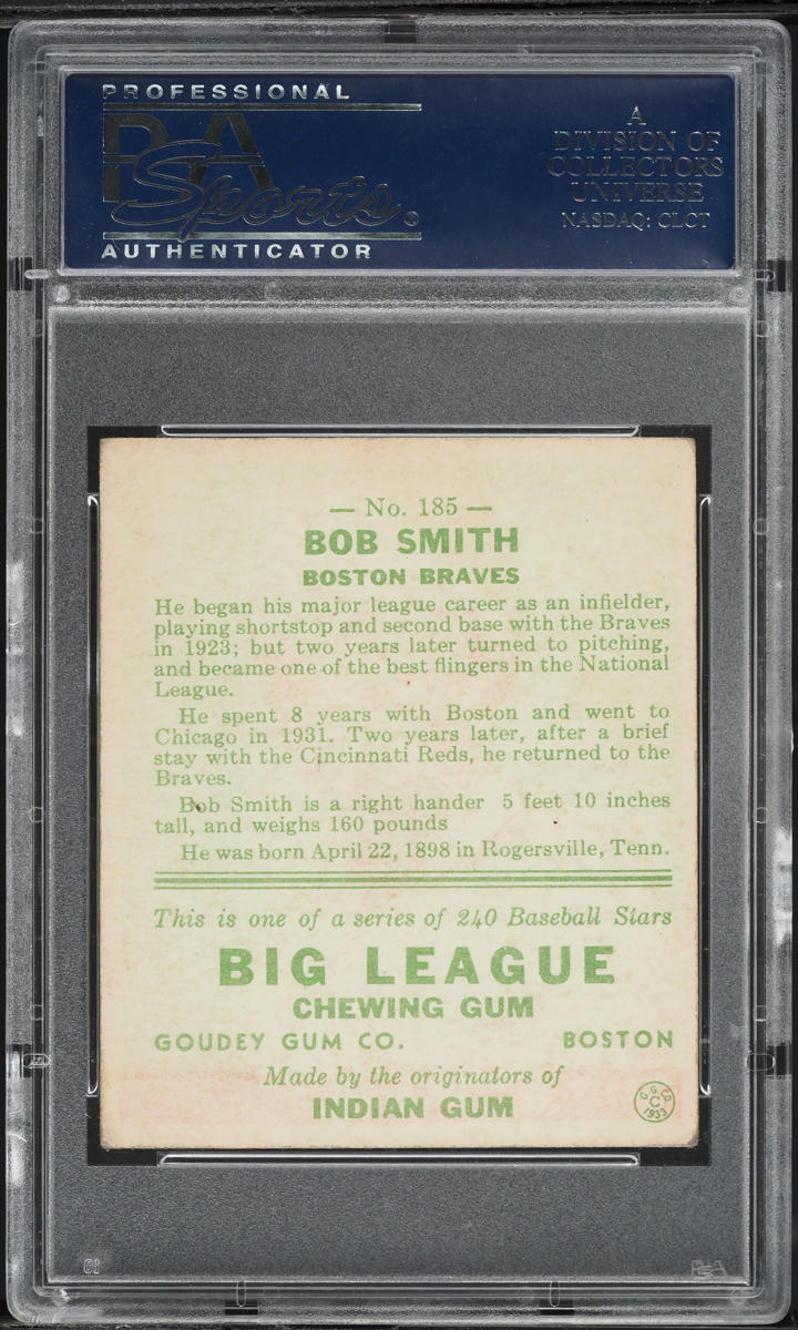 1933 Goudey Bob Smith #185 PSA 4 VGEX