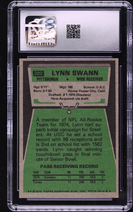 1975 Topps Football Lynn Swann ROOKIE #282 CGC 2.5 GD+