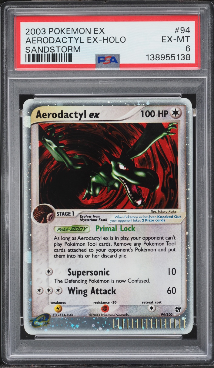 2003 Pokemon EX Sandstorm Holo Aerodactyl EX #94 PSA 6 EXMT