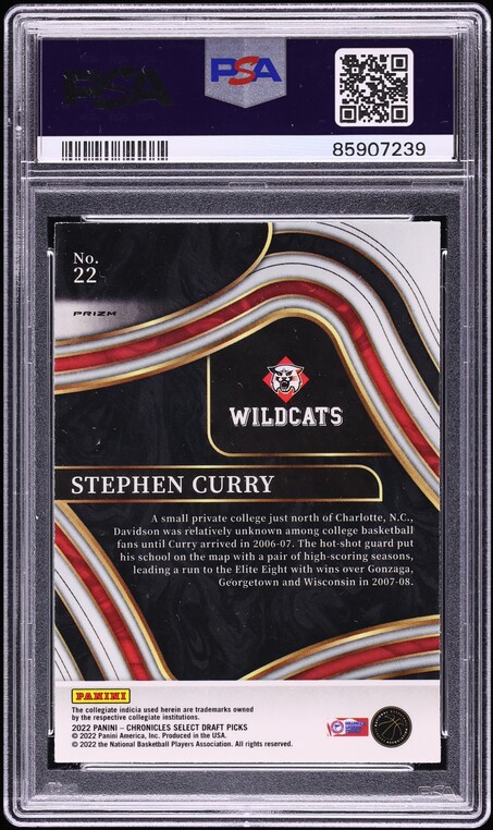 2022 Panini Chronicles Draft Picks Select Silver Stephen Curry #22 PSA 10 GEM