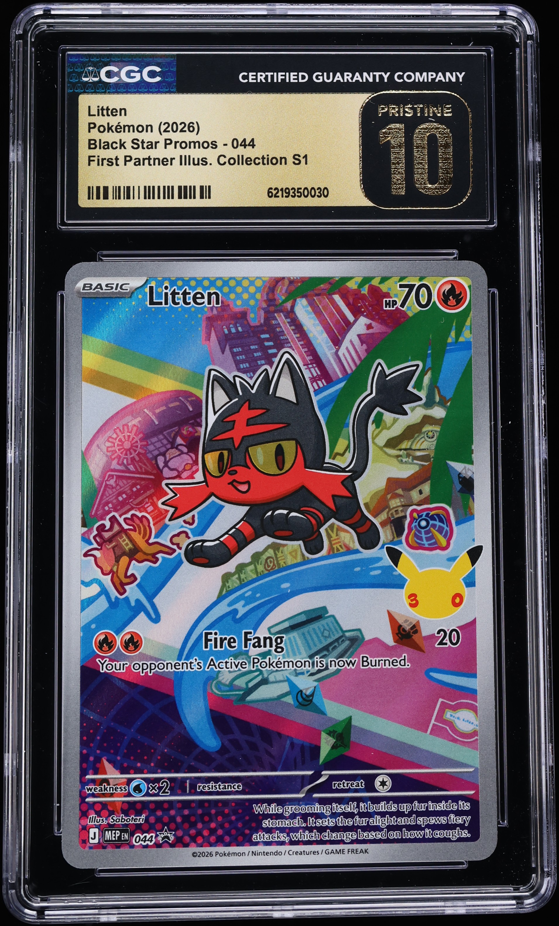 2026 Pokemon Mega Promo First Partner Illustration S1 Full Art Litten #44 CGC 10 PRISTINE