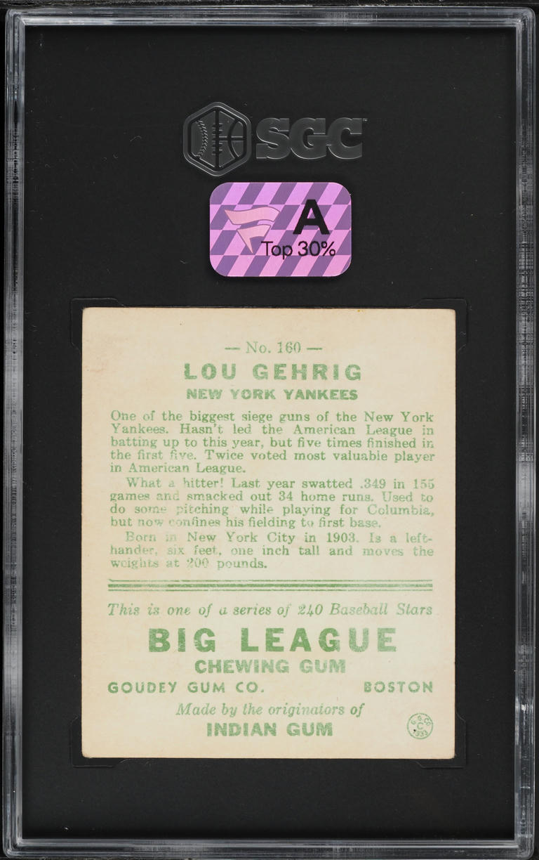 1933 Goudey Lou Gehrig #160 SGC 3 VG
