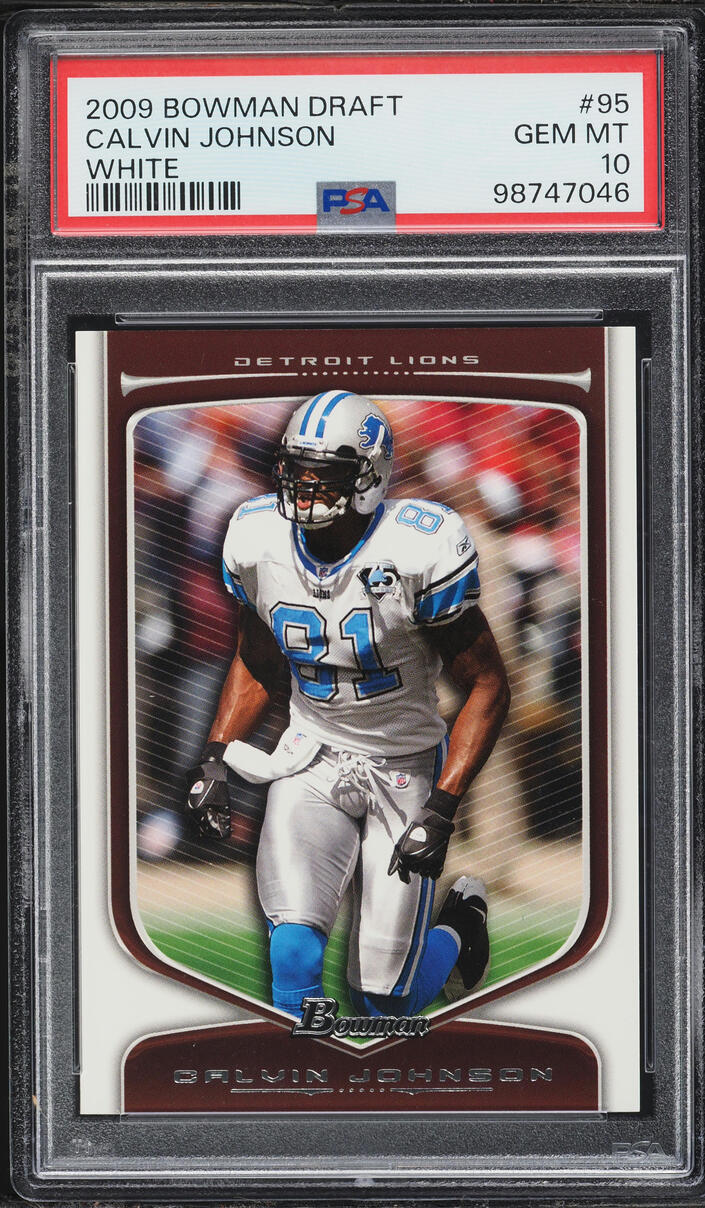 2009 Bowman Draft White Calvin Johnson /299 #95 PSA 10 GEM MINT