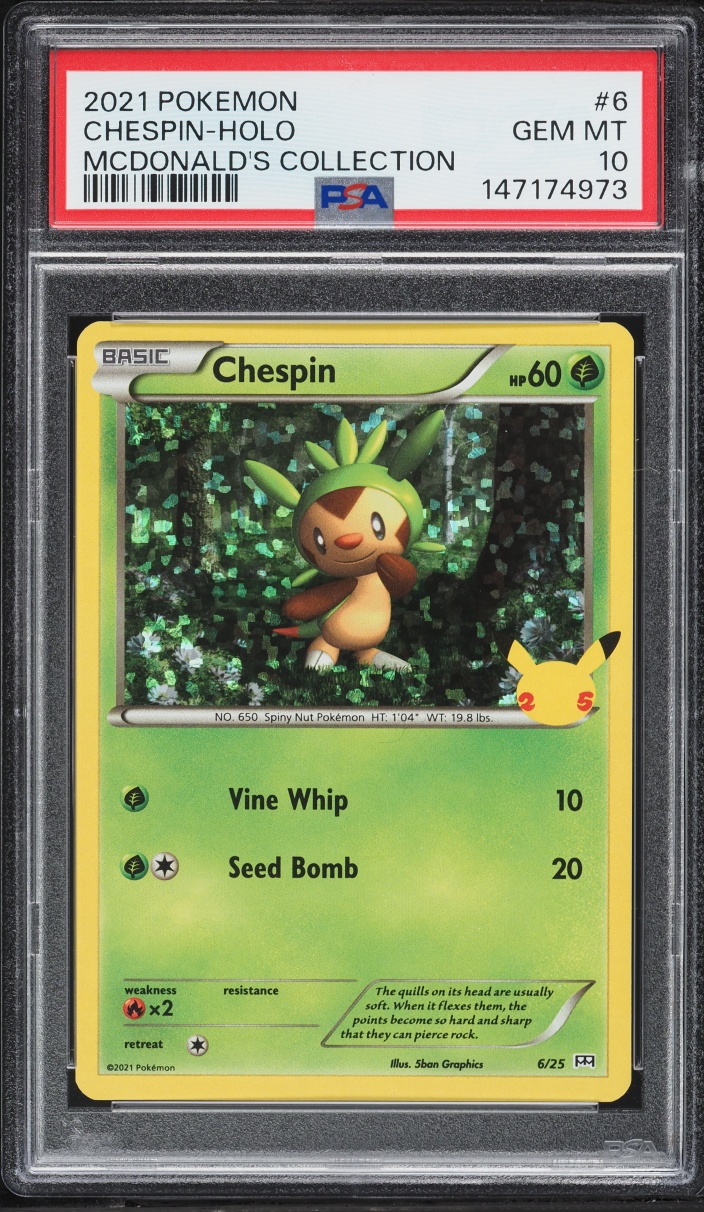 2021 Pokemon Sword & Shield McDonald's Collection Holo Chespin #6 PSA 10 GEM MINT