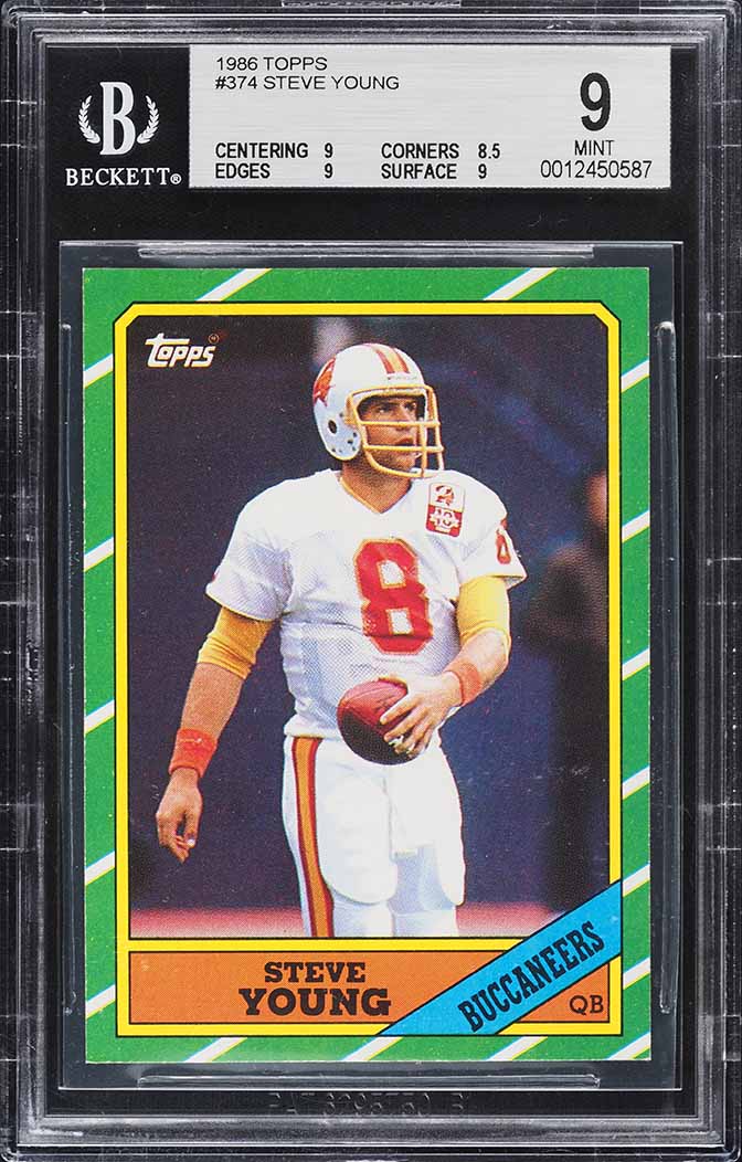 1986 Topps Football Steve Young ROOKIE #374 BGS 9 MINT