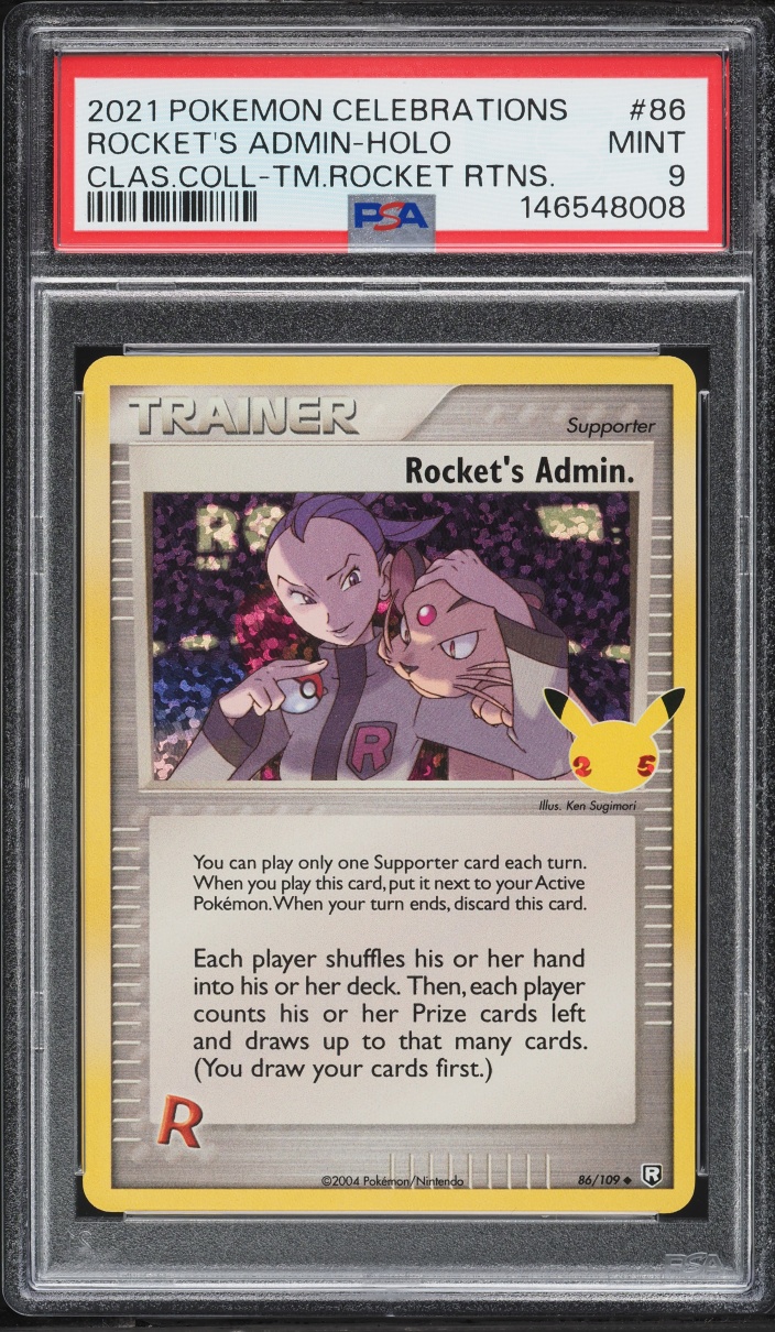 2021 Pokemon Sword & Shield Celebrations Classic Collection Holo Rocket's Admin #86 PSA 9 MINT