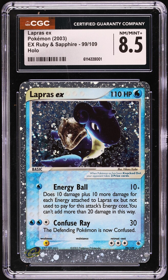 2003 Pokemon EX Ruby & Sapphire Holo Lapras ex #99 CGC 8.5 NM-MT+