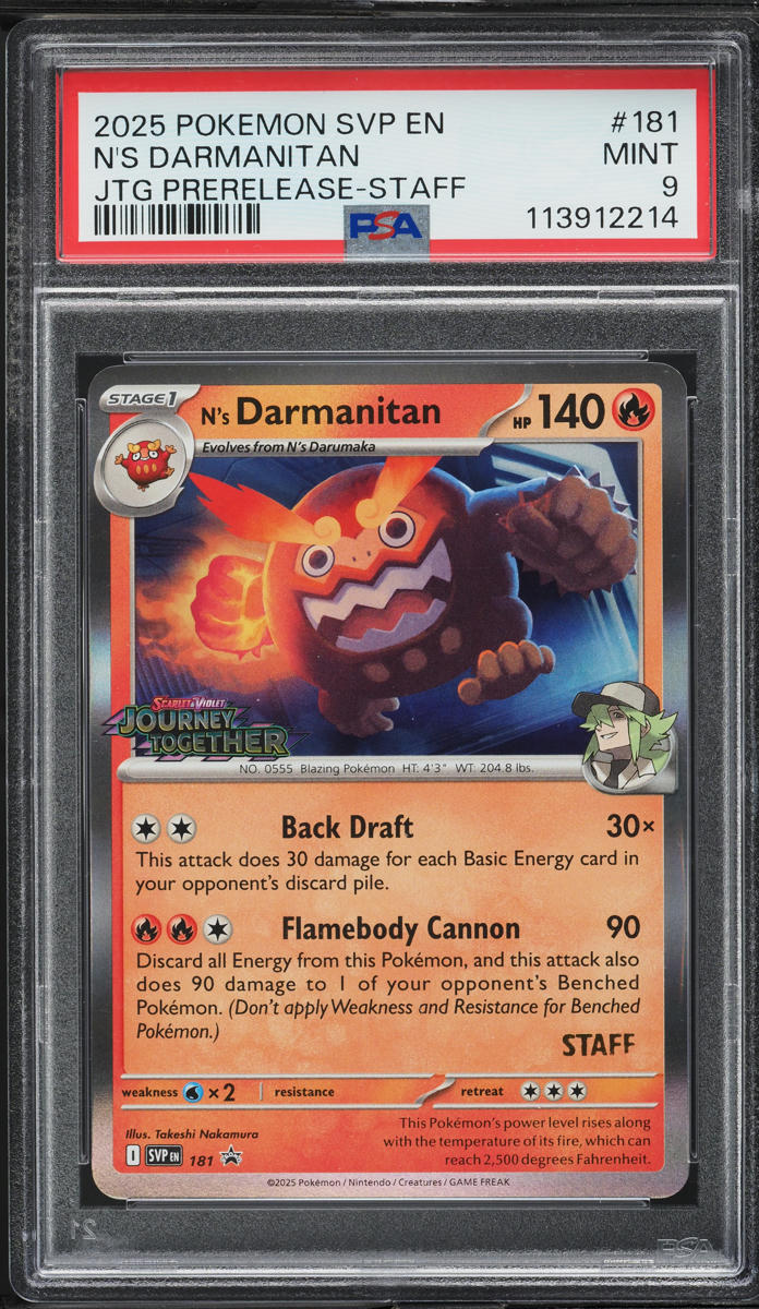 2025 Pokemon SV Black Star Promo Prerelease-Staff N'S Darmanitan #181 PSA 9 MINT