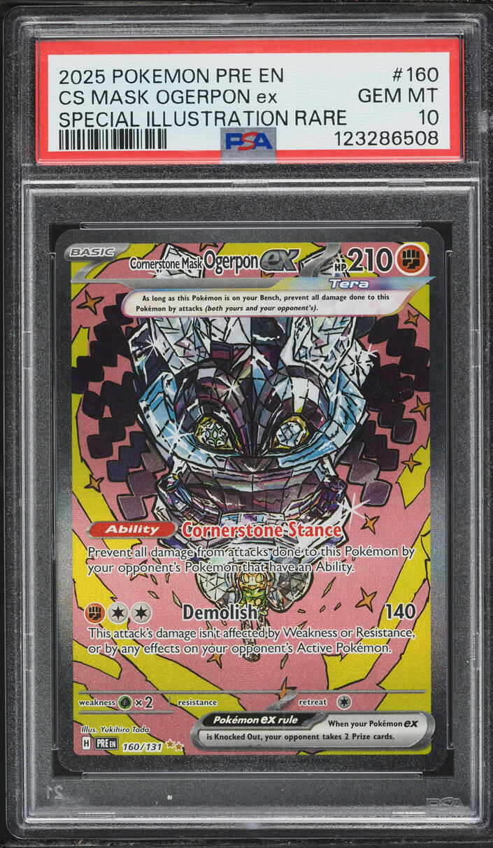 2025 Pokemon SV Prismatic Evolutions SIR Cornerstone Mask Ogerpon EX #160 PSA 10 GEM MINT