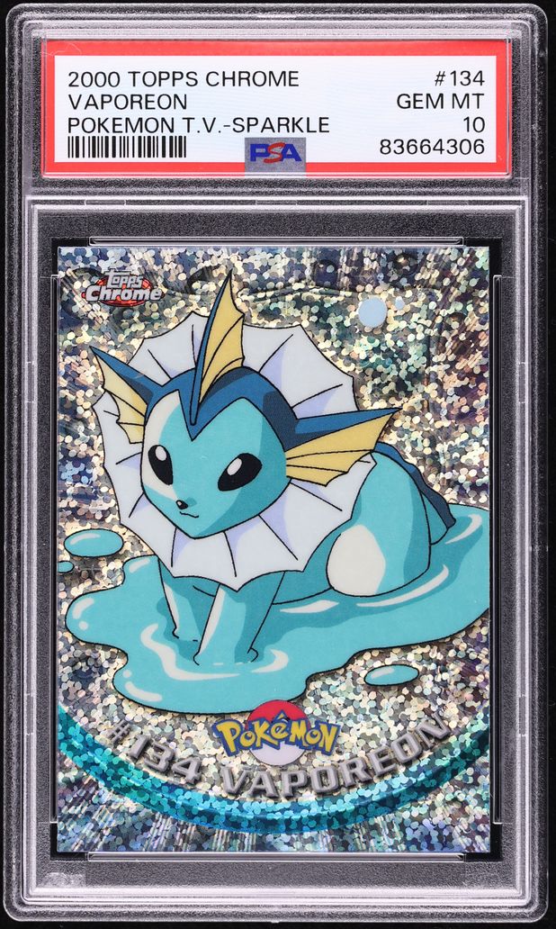 2000 Topps Pokemon Chrome TV Series 2 Sparkle Vaporeon #134 PSA 10 GEM MINT