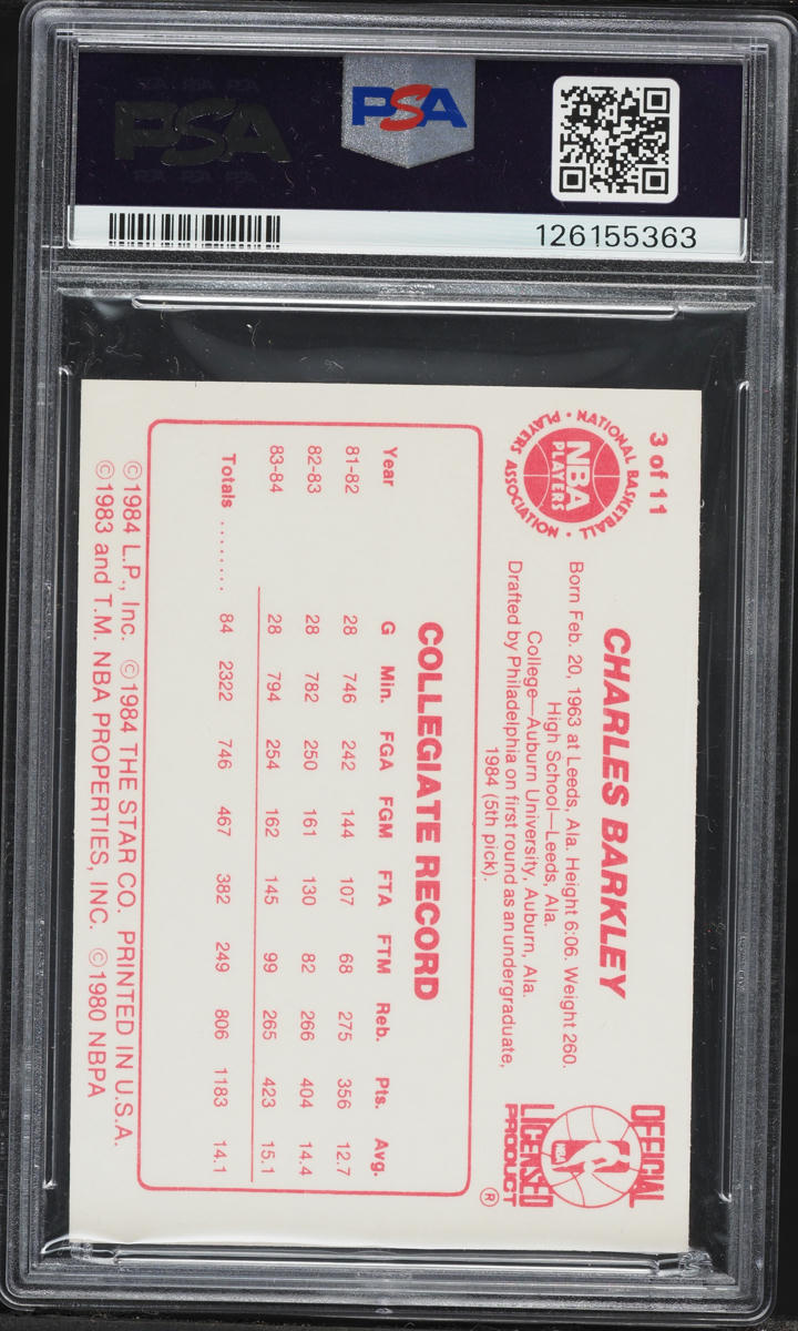 1985 Star All-Rookies Basketball Charles Barkley ROOKIE #3 PSA 5 EX