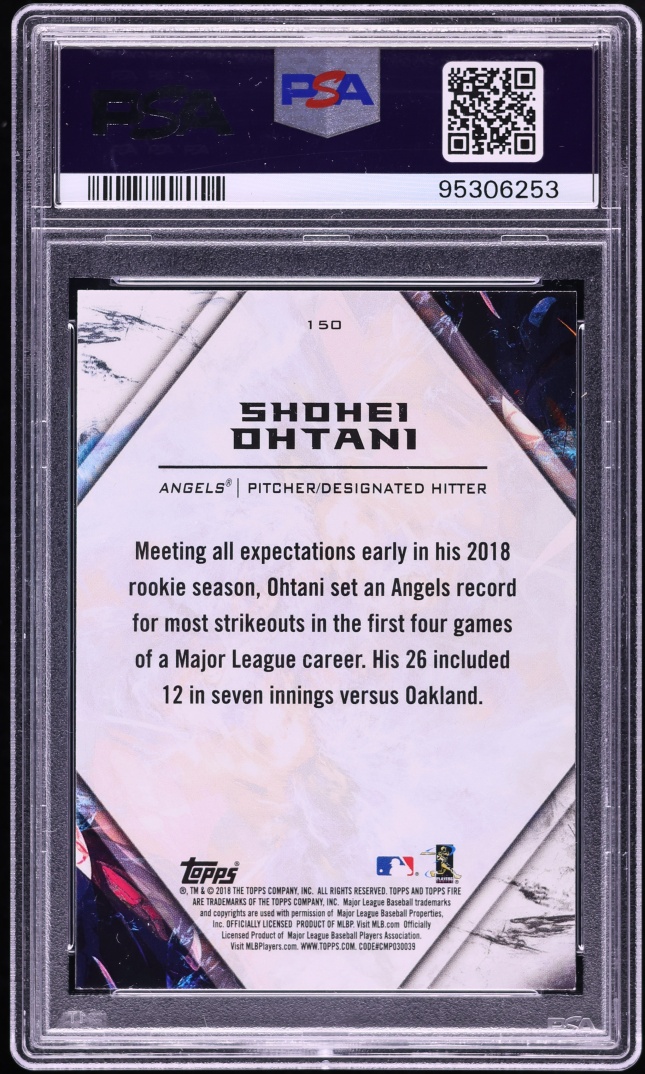 2018 Topps Fire Shohei Ohtani ROOKIE #150 PSA 9 MINT