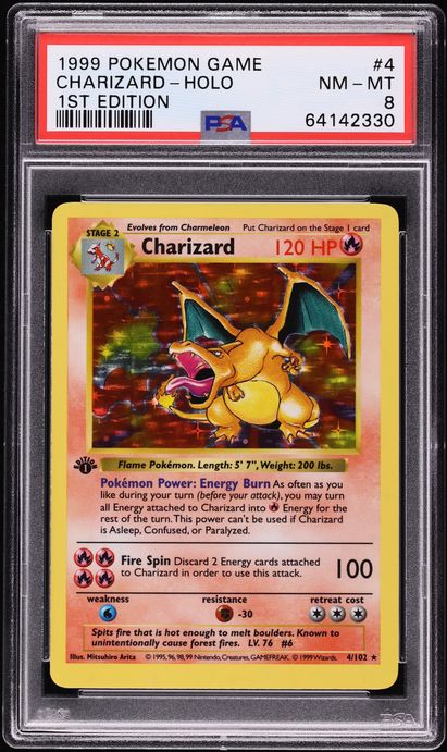 1999 Pokemon Base Set Shadowless 1st Edition Holo Charizard #4 PSA 8 NM-MT