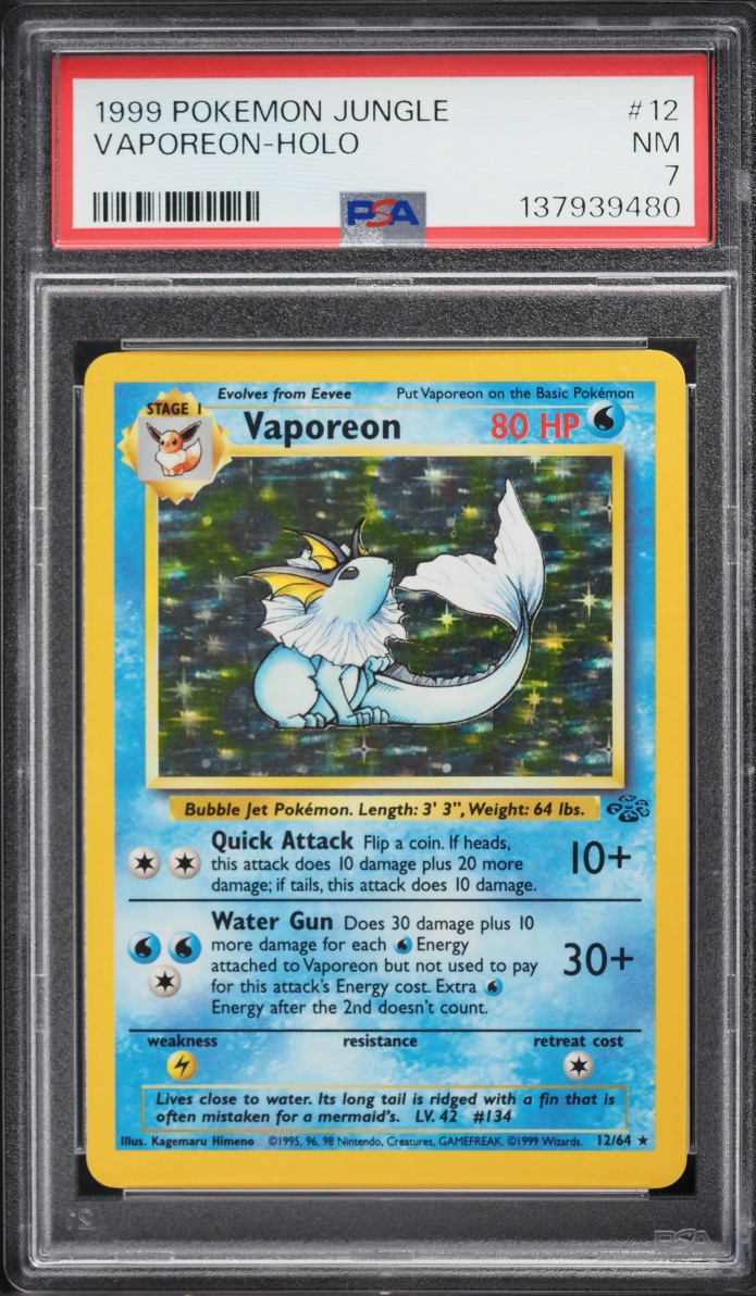 1999 Pokemon Jungle Holo Vaporeon #12 PSA 7 NRMT