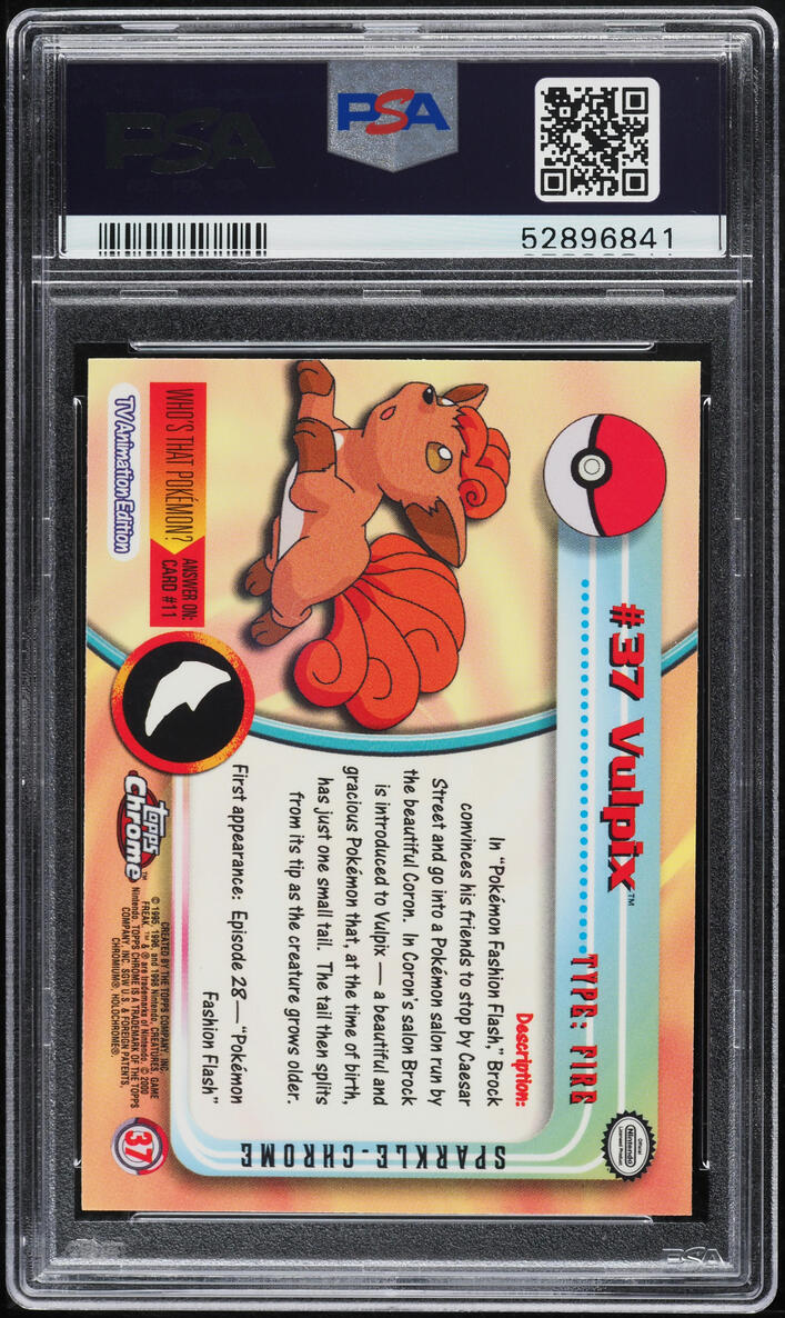 2000 Topps Chrome Pokemon Series 1 Sparkle Vulpix #37 PSA 10 GEM MINT
