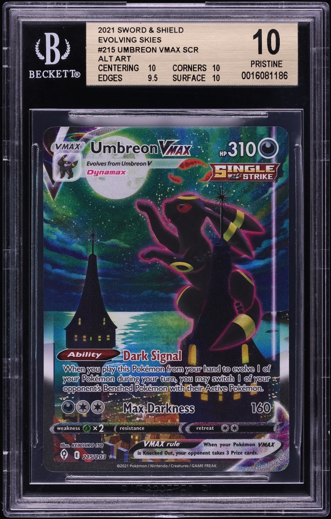 2021 Pokemon SWSH Evolving Skies Alt Art Umbreon VMAX #215 BGS 10 PRISTINE