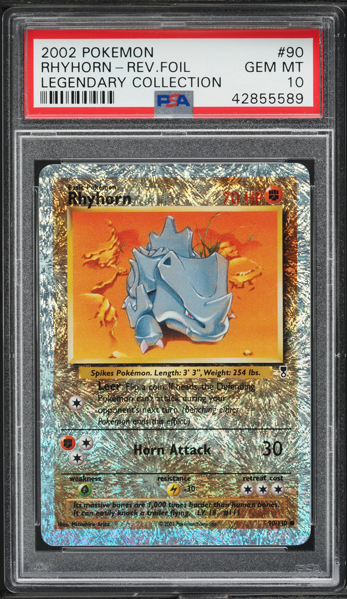 2002 Pokemon Legendary Collection Reverse Holo Rhyhorn #90 PSA 10 GEM MINT