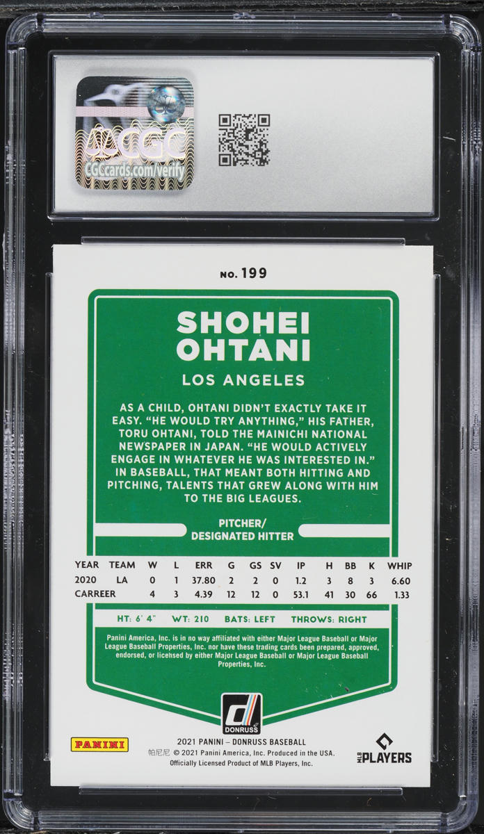 2021 Donruss Blue Shohei Ohtani #199 CGC 10 GEM MINT