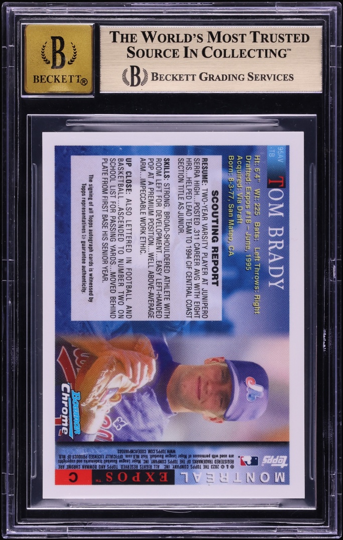 2023 Bowman Chrome Draft '95 Tom Brady AUTO /50 #95AVTB BGS 10 PRISTINE
