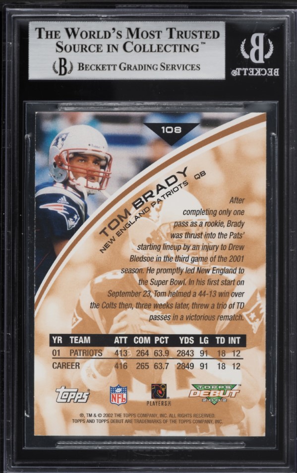 2002 Topps Debut Tom Brady #108 BGS 9 MINT