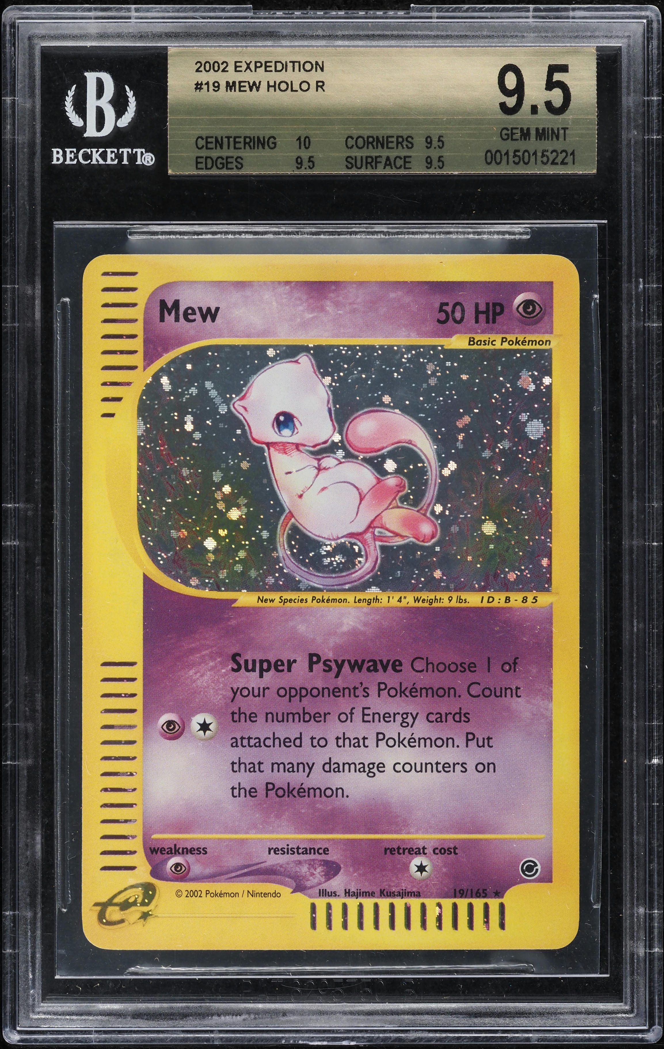 2002 Pokemon Expedition Holo Mew #19 BGS 9.5 GEM MINT