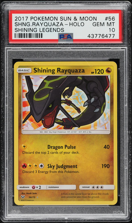 2017 Pokemon Sun & Moon Legends Holo Shining Rayquaza #56 PSA 10