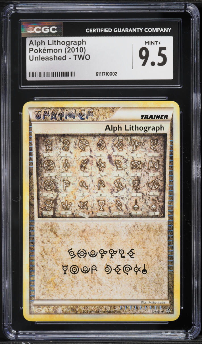 2010 Pokemon HeartGold & SoulSilver Unleashed Alph Lithograph #TWO CGC 9.5 MINT+