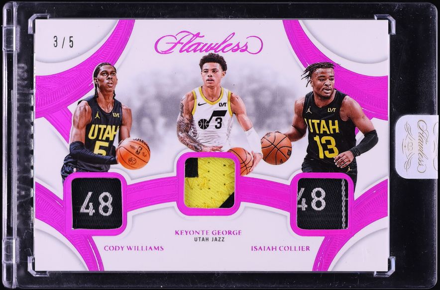 2024 Panini Flawless Triple Fuchsia Keyonte George PATCH /5 #TP-UTH on ...