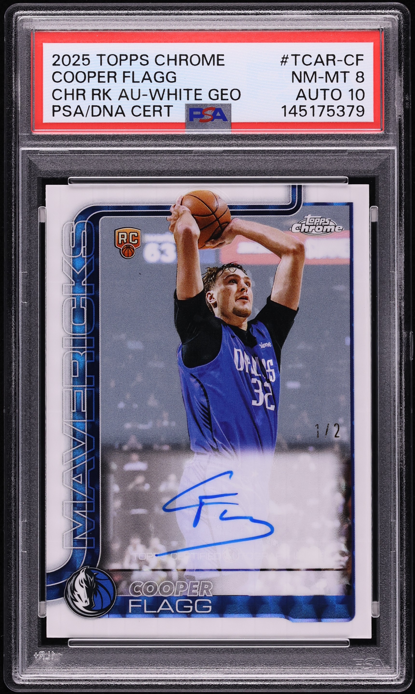 2025 Topps Chrome White Geometric Cooper Flagg ROOKIE AUTO DNA 10