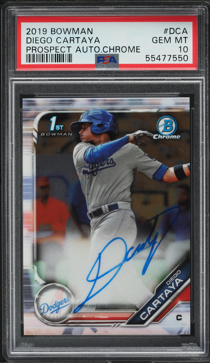 2019 Bowman Chrome Diego Cartaya PROSPECT AUTO #CPA-DCA PSA 10 GEM MINT
