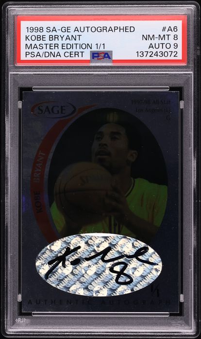 1998 SA-GE Autographed Master Edition Kobe Bryant AUTO DNA 9 1/1 #A6 PSA 8 NM-MT