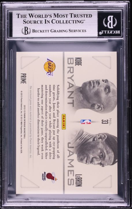 2012 Panini Intrigue Intriguing Pairs Laundry Tags Kobe Bryant LeBron James PATCH 1/1 #33 BGS 9 - Photo 2