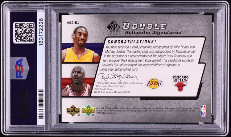 2004 SP Signature Dual Authentic Kobe Bryant & Michael Jordan AUTO /25 #AS2BJ PSA 6 EXMT - Photo 2