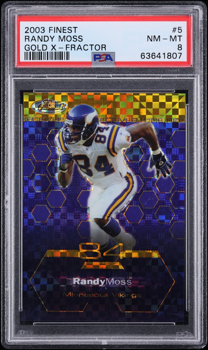 2003 Finest Gold Xfractor Randy Moss /175 #5 PSA 8 NM-MT