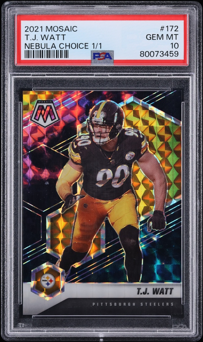 2021 Panini Mosaic Nebula Choice T.J. Watt 1/1 #172 PSA 10 GEM MINT