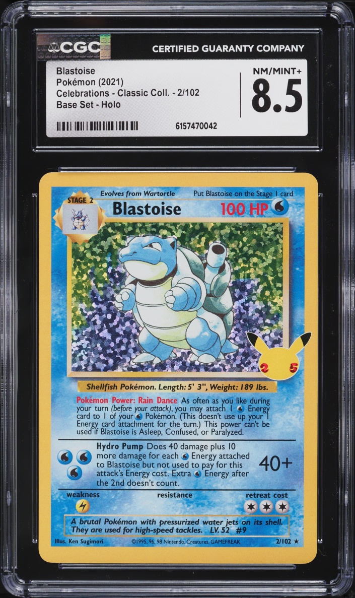 2021 Pokemon Sword & Shield Celebrations Classic Collection Holo Blastoise #2 CGC 8.5 NM-MT+