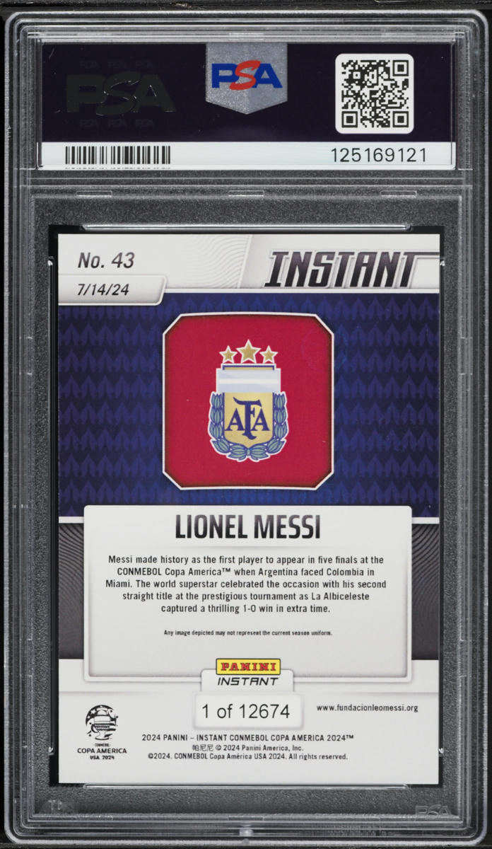 2024 Panini Instant Copa America Lionel Messi /12674 #43 PSA 10 GEM MINT
