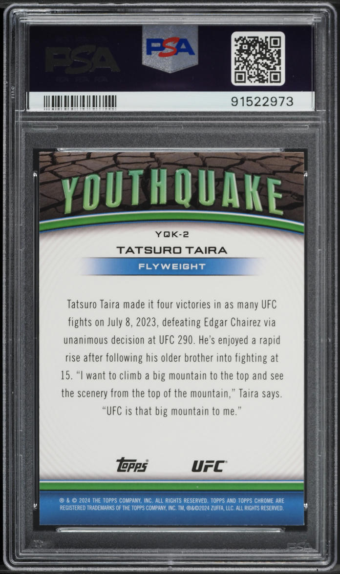 2024 Topps Chrome UFC Youthquake Tatsuro Taira #YQK2 PSA 10 GEM MINT