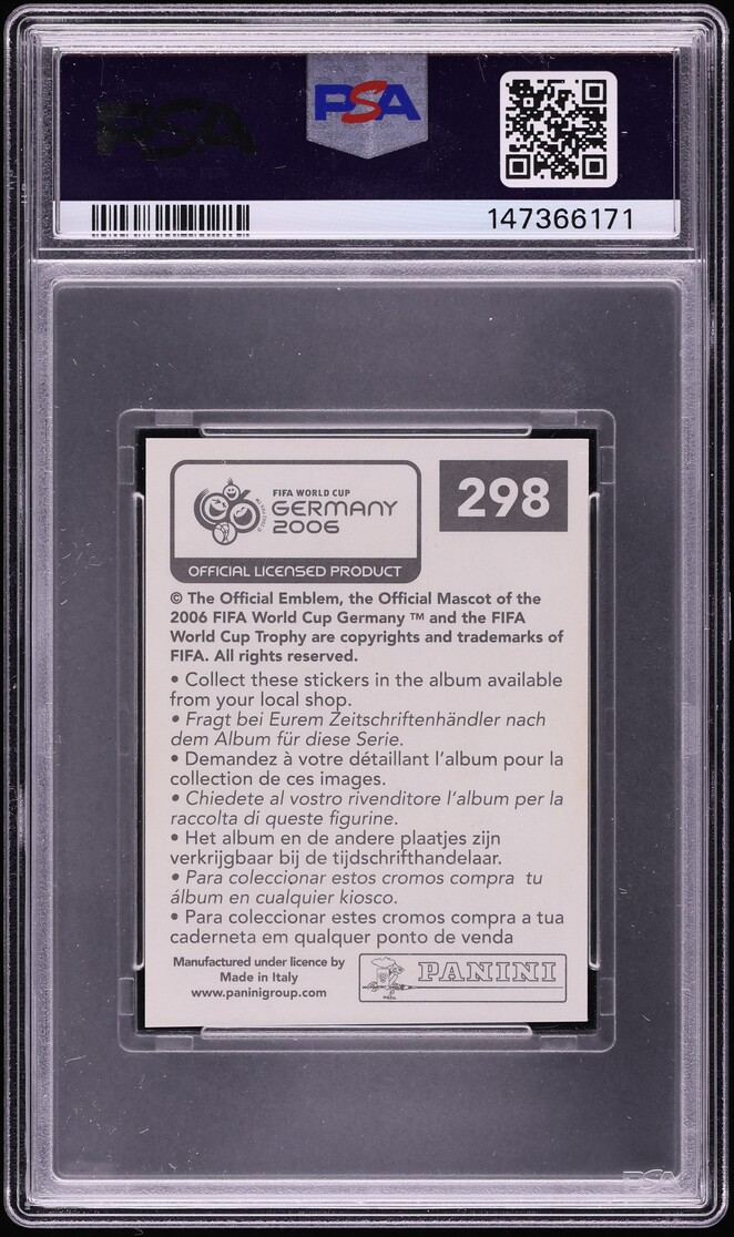 2006 Panini World Cup Germany Sticker Cristiano Ronaldo #298 PSA 10 GEM MINT